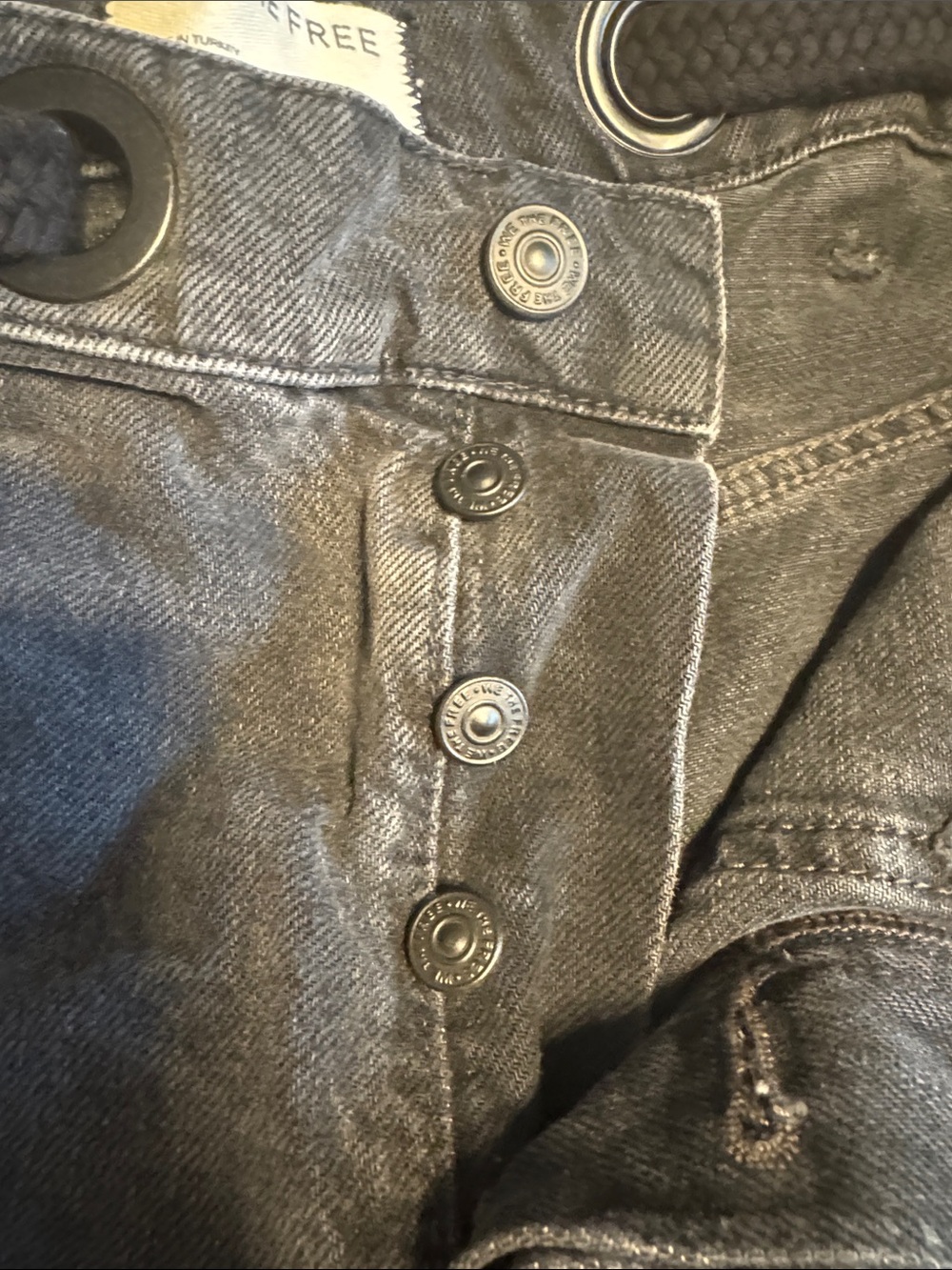 We The Free Charcoal black Drawstring Frayed Denim Shorts - Picture 5 of 5